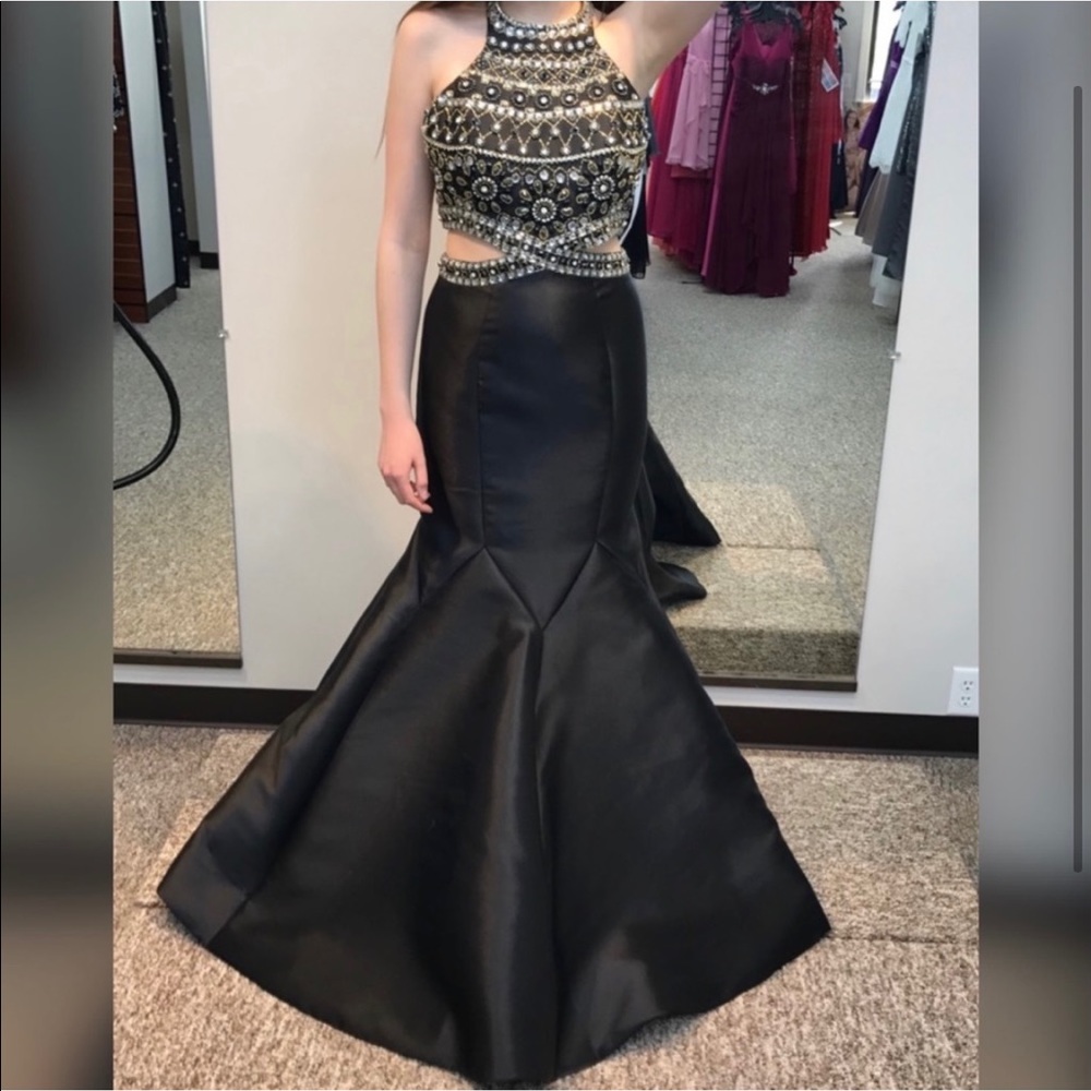 Black & Gold 2017 Rachel Allan Prom Dress